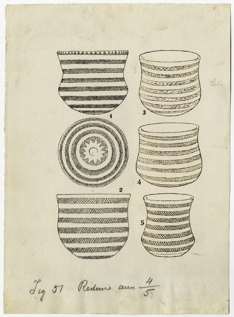 Dibujos de cerámica campaniforme de Luis Siret - Fuente: MAN